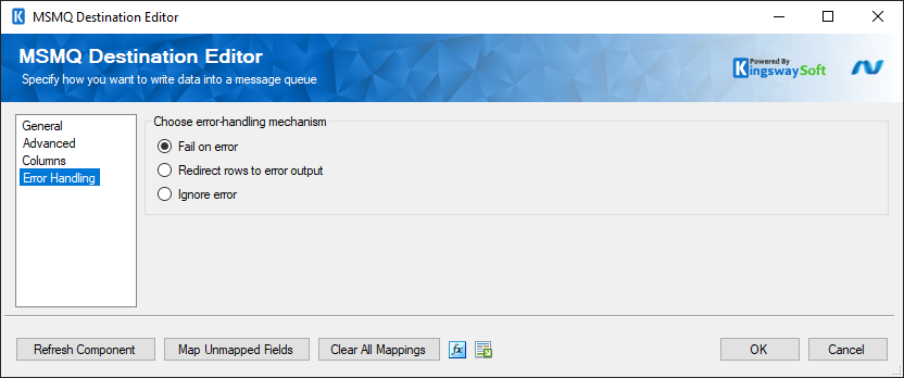 SSIS MSMQ Destination Component - Error Handling